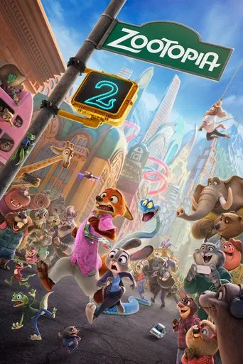 Premium IPTV UK on-demand film poster: Animated poster crowded with city animals under a colourful skyline