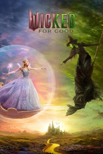Premium IPTV UK on-demand film poster: Fantasy poster of two sorceresses floating above a glowing emerald landscape